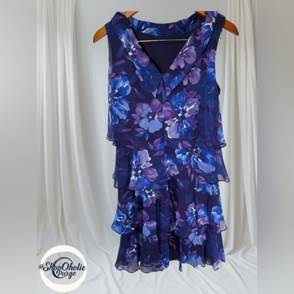 SLNY Dress Floral Tiered Chiffon Dress Size 6